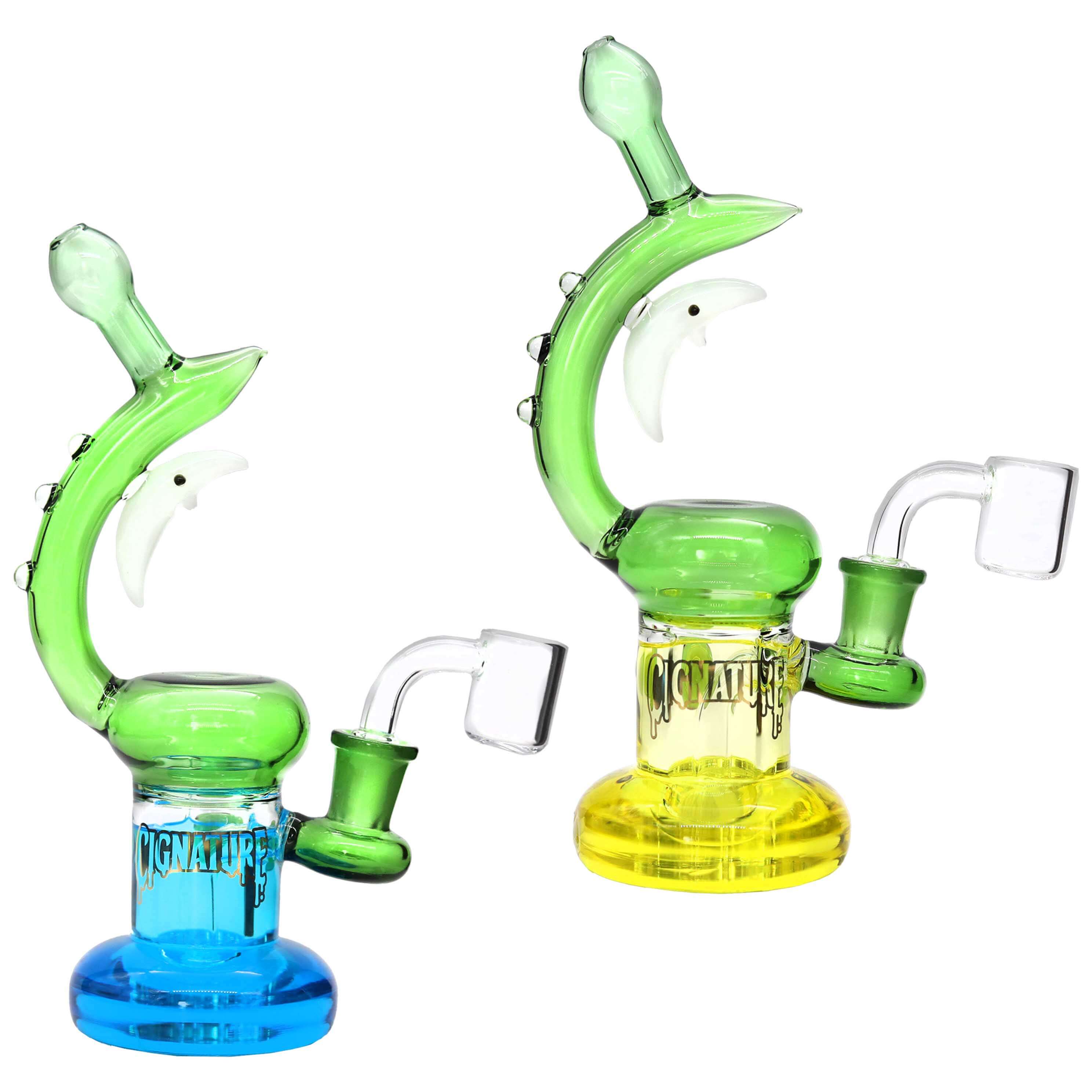 Cignature Half Moon Double Shaded Straight Waterpipe (23FED-001) | 8 inch | Assorted Colors product image